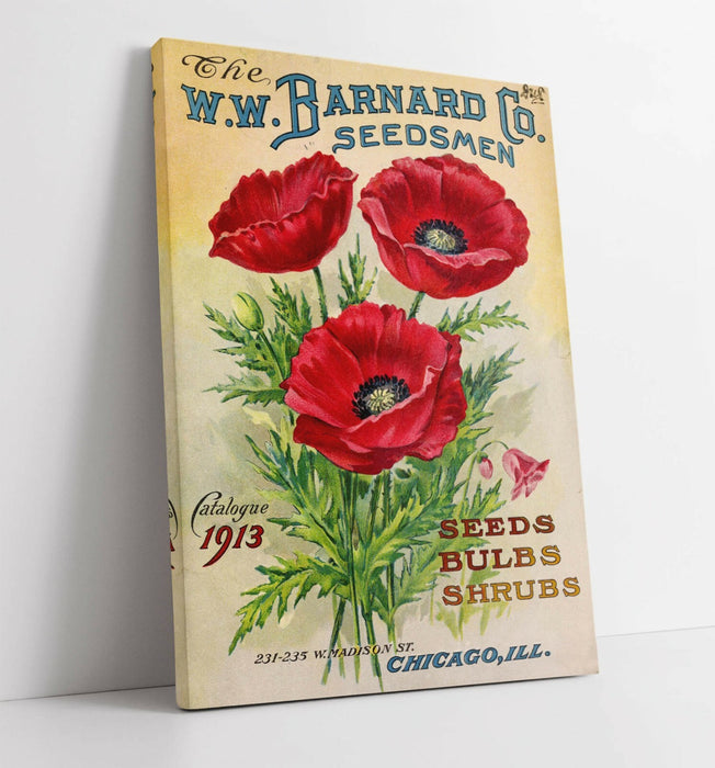 VINTAGE RETRO POPPY FLOWER POSTER -CANVAS WALL ART PICTURE PRINT