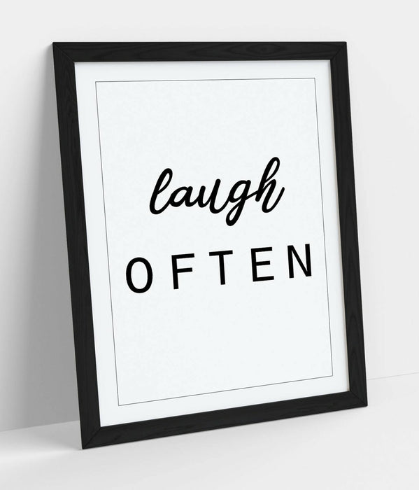 "LAUGH OFTEN" INSPIRATIONAL QUOTE SLOGAN HOME -FRAMED WALL ART PICTURE PRINT
