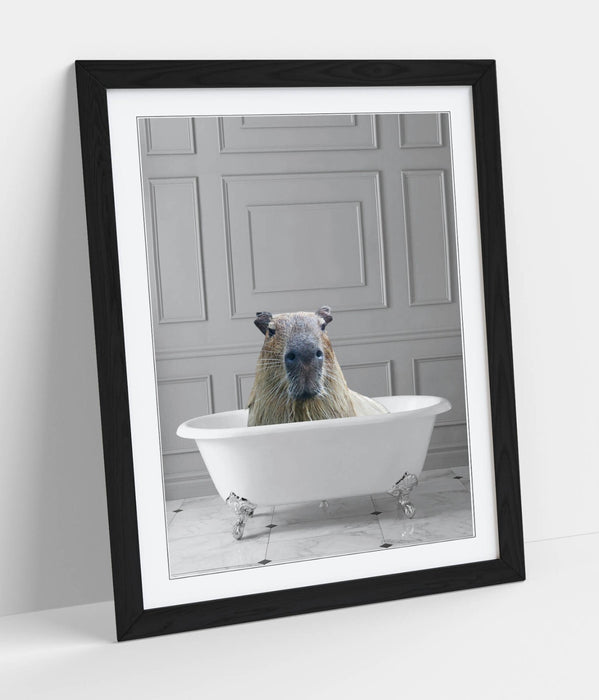 CAPYBARA IN BATHTUB -QUIRKY ART FRAMED POSTER PICTURE PRINT BATHROOM ARTWORK