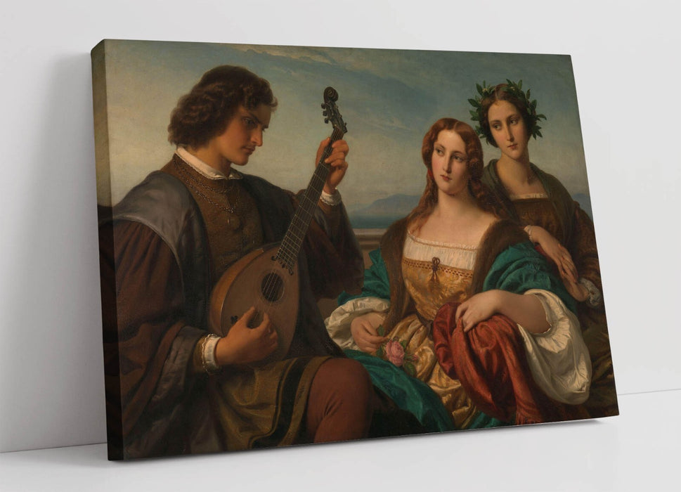 KARL FERDINAND SOHN, MINSTREL & TWO LADIES -CANVAS WALL ARTWORK PICTURE PRINT