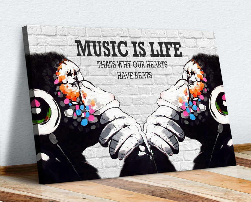 MONKEY DJ BANKSY MUSIC IS LIFE CANVAS STREET WALL ART PRINT ARTWORK GORILLA MM