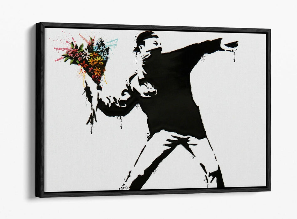BANKSY, FLOWER BOMBER SPLASH ART -FLOAT EFFECT CANVAS WALL ART PRINT