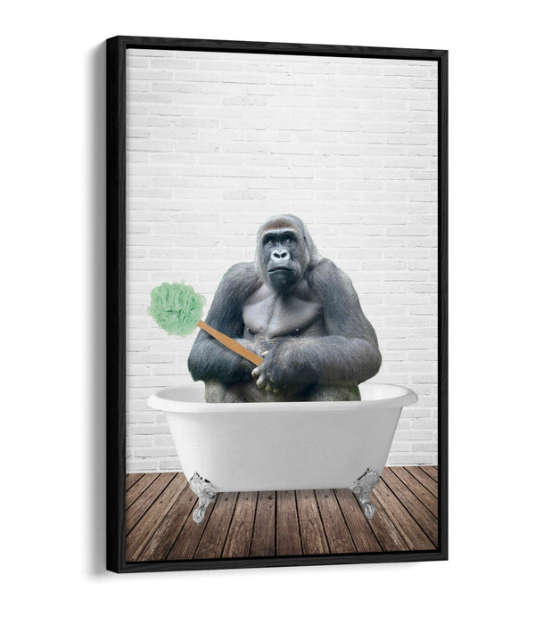FUNNY GORILLA IN BATHTUB -BATHROOM FLOAT EFFECT CANVAS WALL ART FUNNY PRINT