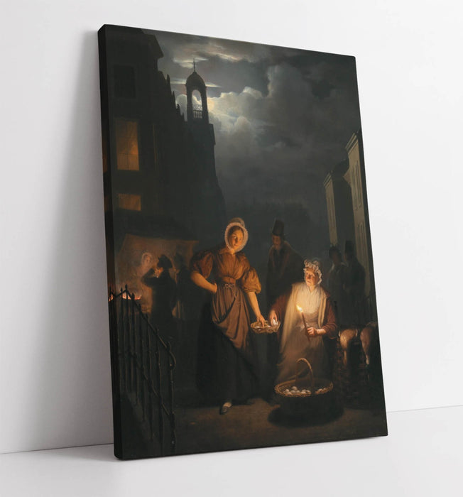 PETRUS VAN SCHENDEL, NIGHT MARKET IN ROTTERDAM -CANVAS WALL ARTWORK PIC PRINT