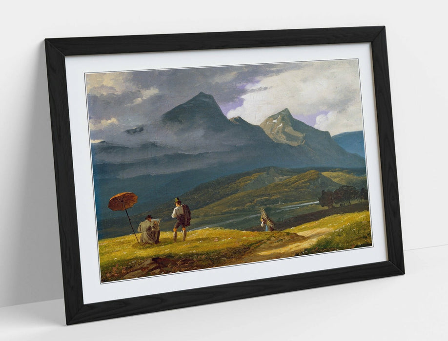 WILHELM BENDZ, MOUNTAIN LANDSCAPE -FRAMED POSTER PICTURE PRINT ARTWORK