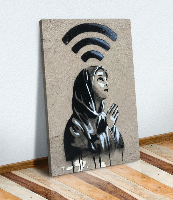 BANKSY WIFI GOD CANVAS WALL ART PRINT ARTWORK PREMIUM VARNISHED
