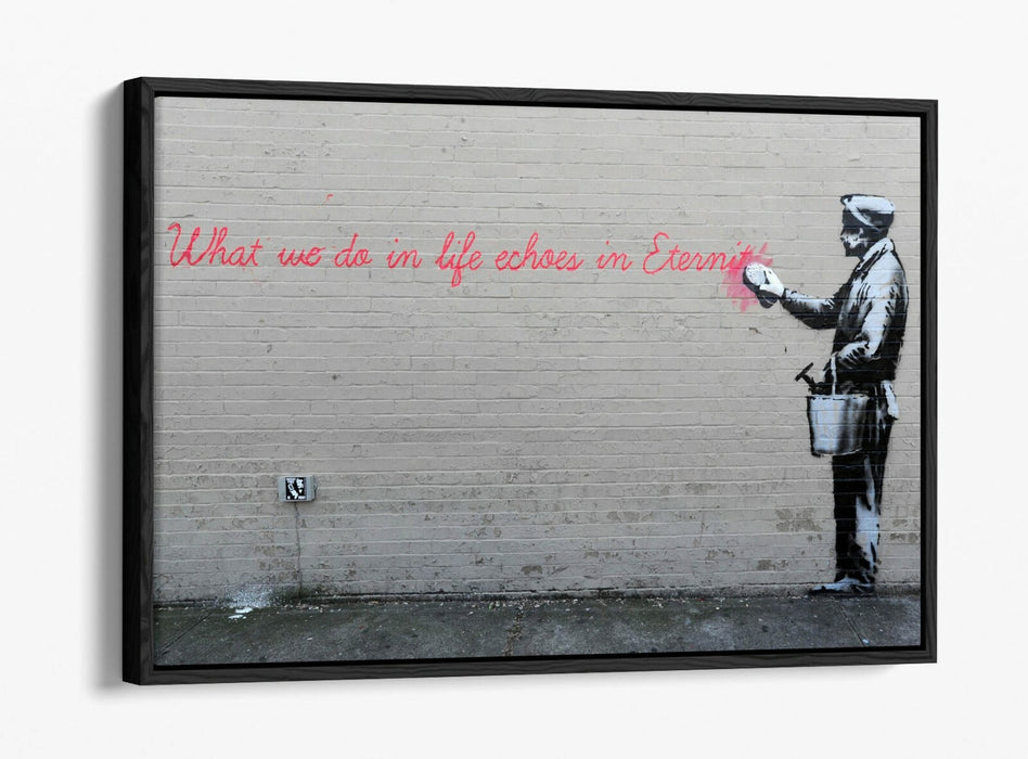 BANKSY WHAT WE DO IN LIFE -FLOAT EFFECT CANVAS WALL ART PIC PRINT- RED