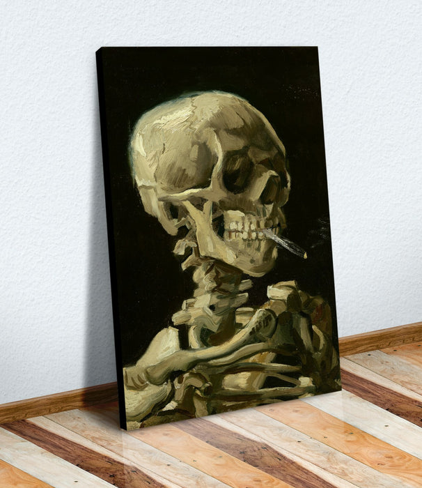 Van Gogh Skeleton Head CigaretteCANVAS WALL ART ARTWORK 30MM DEEP FRAMED PRINT