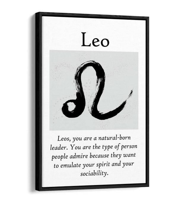 LEO STAR SIGN ZODIAC ASTROLOGY QUOTE -FLOAT EFFECT CANVAS WALL ART PRINT
