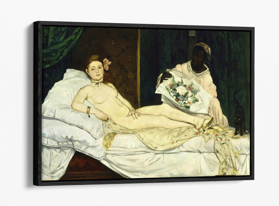 EDOUARD MANET OLYMPIA- FLOAT EFFECT CANVAS WALL ART PIC PRINT- WHITE BROWN