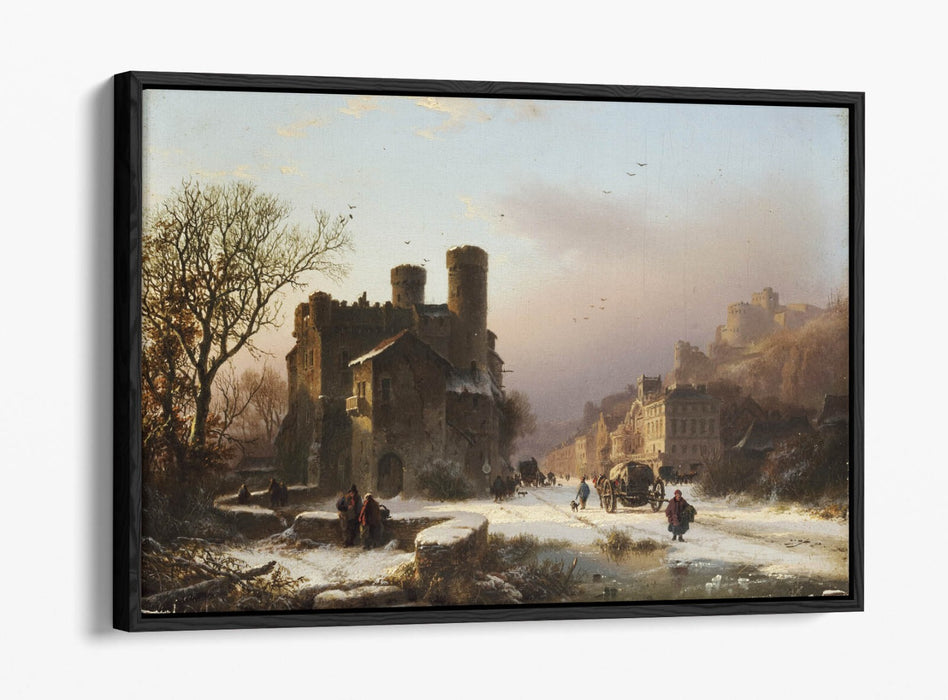 BAREND KOEKKOEK, WINTER LANDSCAPE -FLOAT EFFECT CANVAS WALL ART PIC PRINT