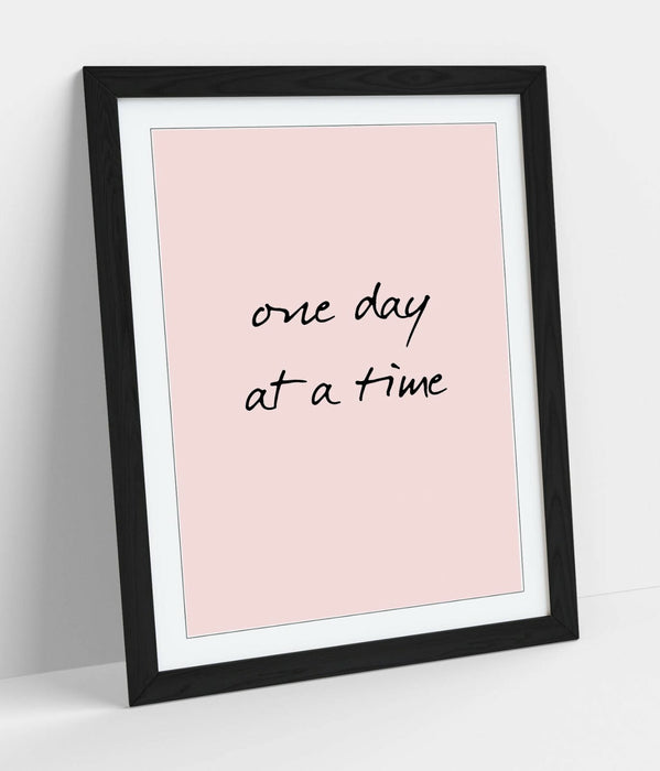 "ONE DAY AT A TIME" POSITIVITY INSPIRING QUOTE -FRAMED WALL ART PICTURE PRINT