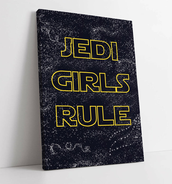 "JEDI GIRLS RULE" STAR WARS STYLE QUOTE KIDS -CANVAS WALL ART PRINT ART FRAME