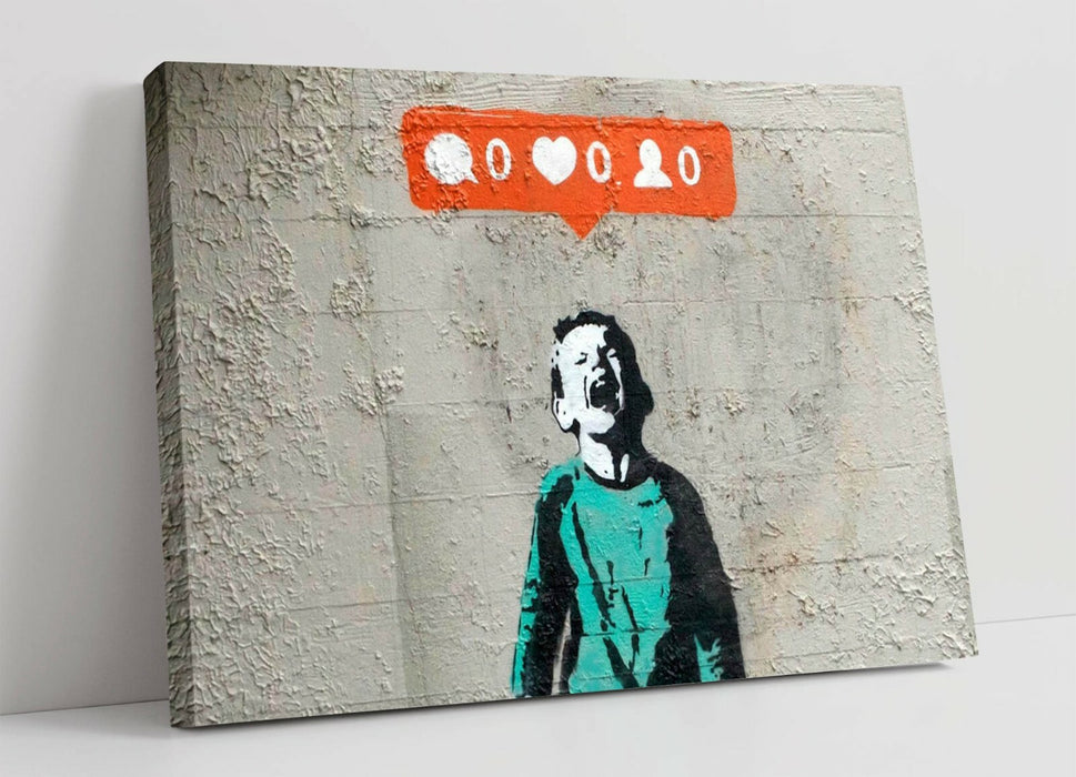 BANKSY "NO SOCIAL MEDIA" -CANVAS WALL ART PICTURE PRINT- GRAFFITI STREETART