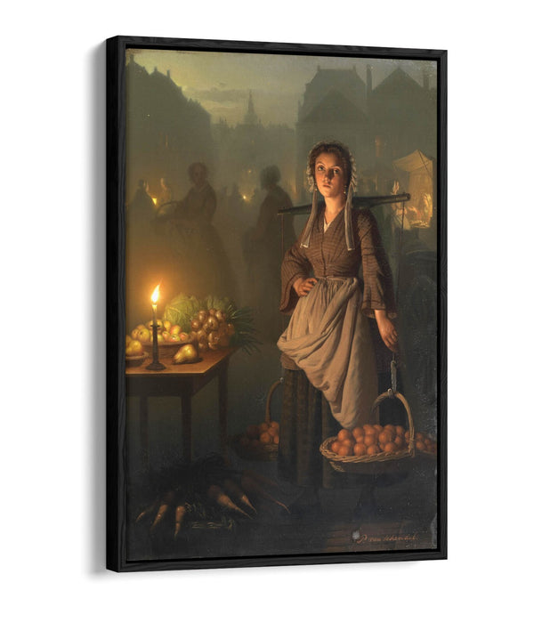 PETRUS VAN SCHENDEL, MARKET BY CANDLIGHT -FLOAT EFFECT CANVAS WALL ART PIC PRINT