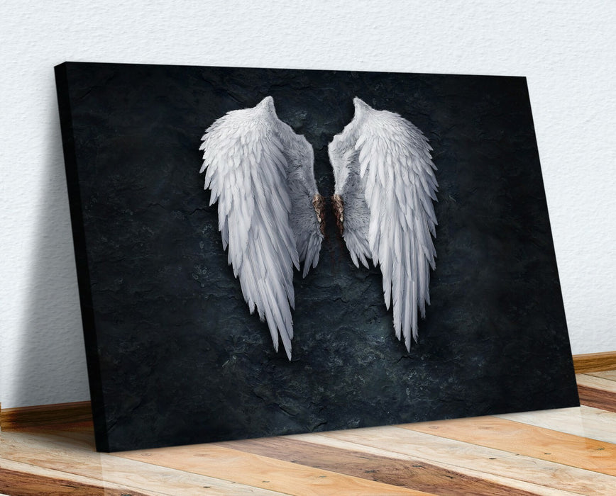 FALLEN BROKEN ANGEL WINGS BANKSY WHITE CANVAS STREET WALL ART PICTURE PRINT XL