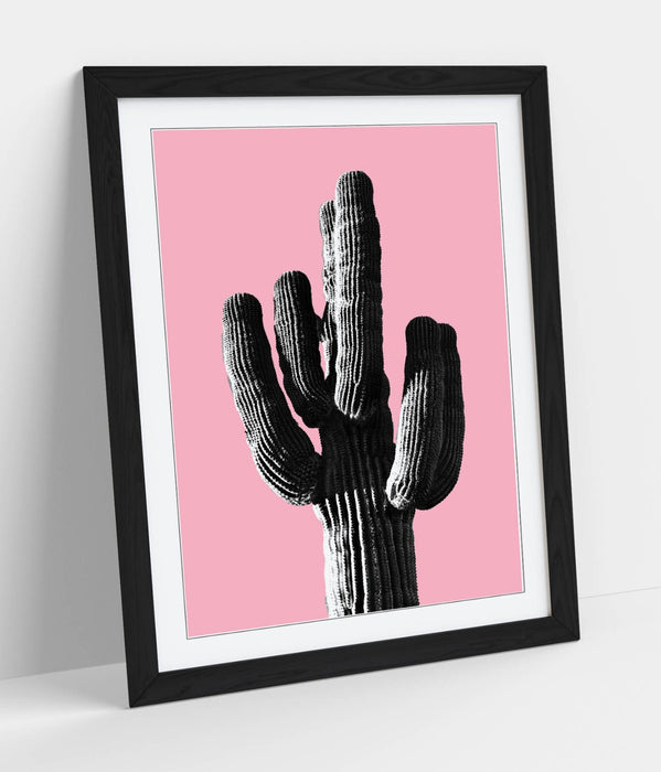 TRENDY B&W CACTUS POP ART PINK -ART FRAMED POSTER PICTURE PRINT ARTWORK