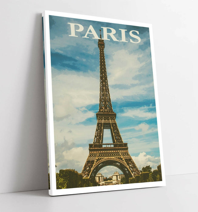 VINTAGE RETRO PARIS EIFFEL TOWER TRAVEL POSTER -CANVAS WALL ART PICTURE PRINT
