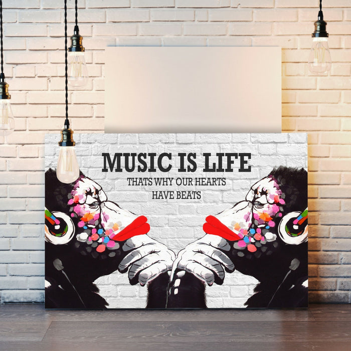 MONKEY DJ BANKSY MUSIC IS LIFE CANVAS STREET WALL ART PRINT ARTWORK GORILLA FF