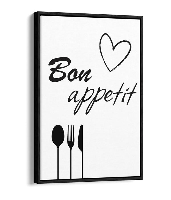 "BON APPETIT" KITCHEN HOME QUOTE SLOGAN -FLOAT EFFECT CANVAS WALL ART PRINT