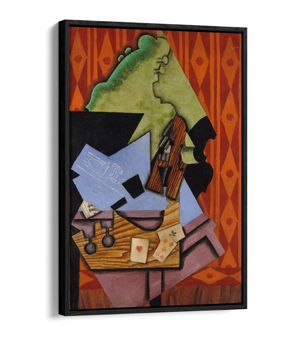 JUAN GRIS, VIOLIN AND PLAYING CARDS -FLOAT EFFECT CANVAS WALL ART PRINT