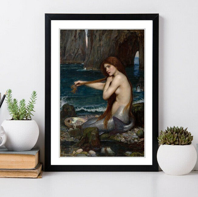 JOHN WILLIAM WATERHOUSE MERMAID FRAMED ART POSTER PAINTING PRINT 4 SIZES