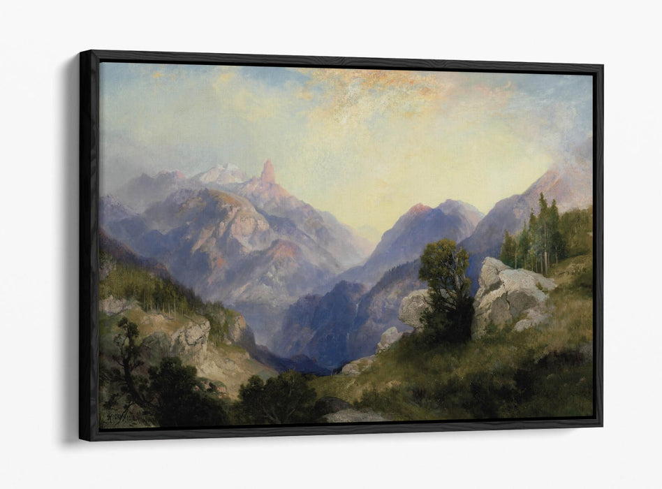 THOMAS MORAN, INDEX PEAK YELLOWSTONE -FLOAT EFFECT CANVAS WALL ART PIC PRINT