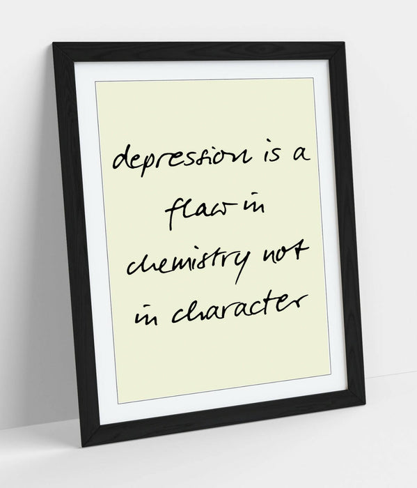 "DEPRESSION IS NOT A FLAW" POSITIVITY QUOTE -FRAMED WALL ART PICTURE PRINT
