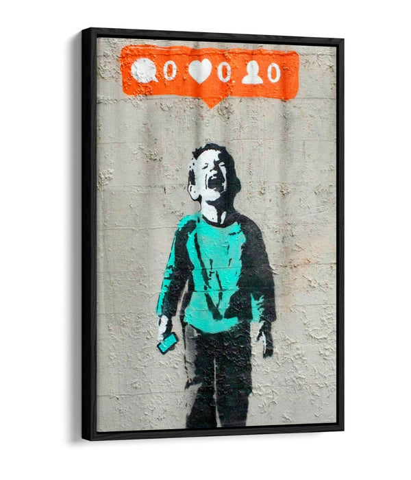 BANKSY "NO SOCIAL MEDIA" -FLOAT EFFECT CANVAS ART PRINT- GRAFFITI STREET ART