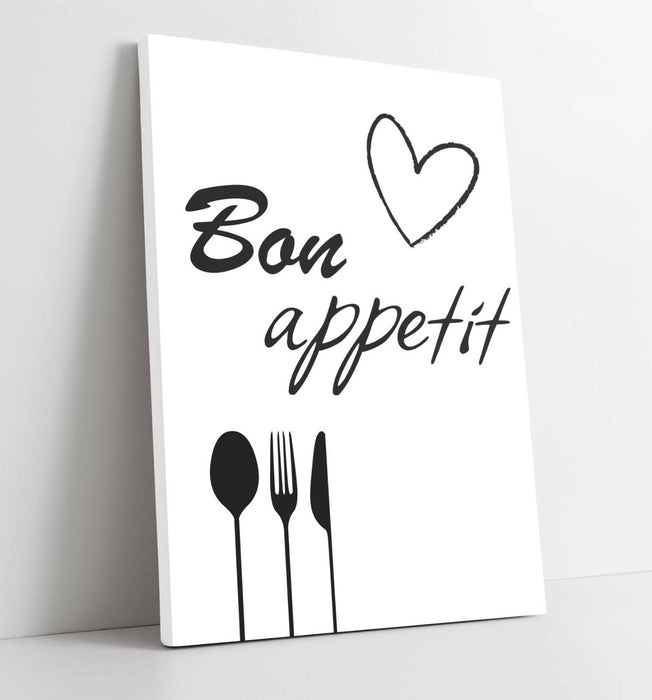 "BON APPETIT" KITCHEN HOME QUOTE SLOGAN -CANVAS WALL ART PICTURE PRINT