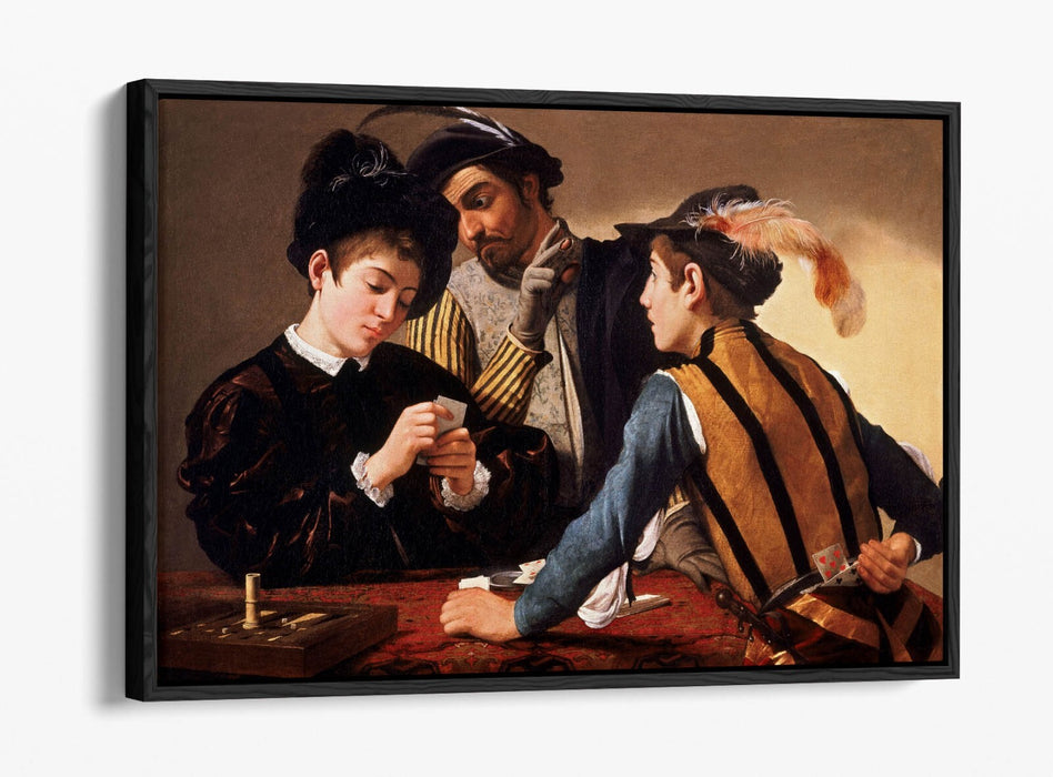 CARAVAGGIO, THE CARDSHARPS -FLOAT EFFECT CANVAS WALL ART PRINT