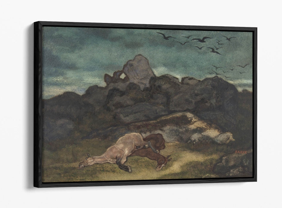 ANTOINE-LOUIS BARYE, DEAD HORSES -FLOAT EFFECT CANVAS WALL ART PRINT