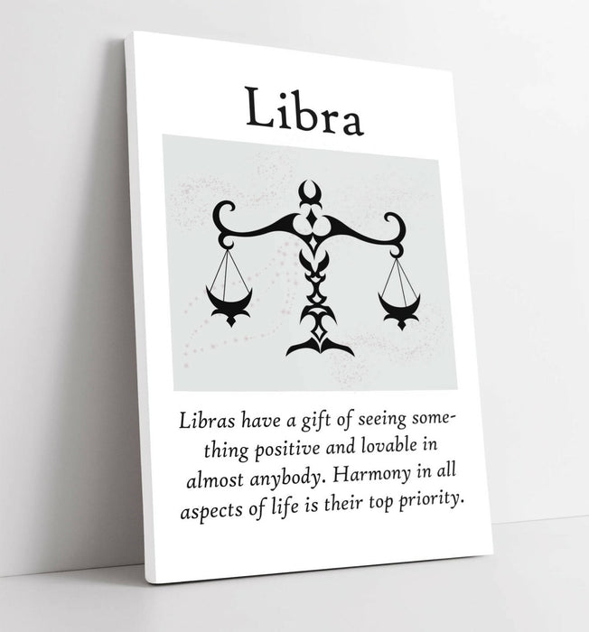 LIBRA STAR SIGN ZODIAC ASTROLOGY QUOTE SLOGAN -CANVAS WALL ART PICTURE PRINT