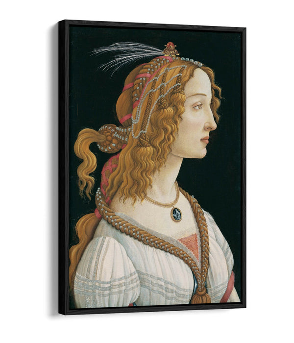 SANDRO BOTTICELLI, PORTRAIT OF A YOUNG WOMAN -FLOAT EFFECT CANVAS WALL ART PRINT