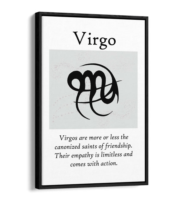 VIRGO STAR SIGN ZODIAC ASTROLOGY QUOTE -FLOAT EFFECT CANVAS WALL ART PRINT