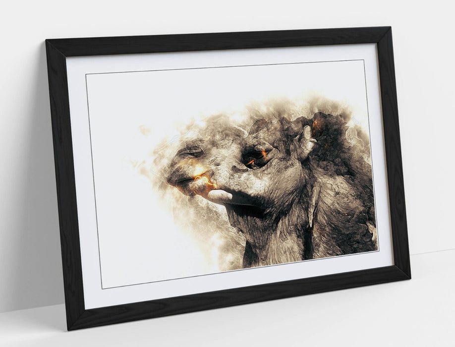 CAMEL SKETCH ABSTRACT ANIMAL ART DECOR -FRAMED ART POSTER PICTURE PRINT