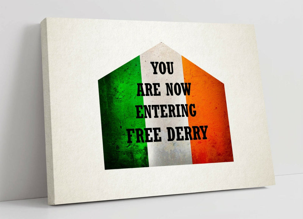 FREE DERRY CORNER IRISH TRI COLOUR -CANVAS WALL ART PRINT ARTWORK DEEP FRAME