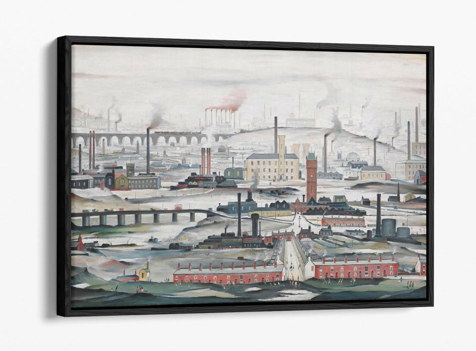 LS LOWRY INDUSTRIAL LANDSCAPE -FLOAT EFFECT CANVAS WALL ART PIC PRINT- WHITE