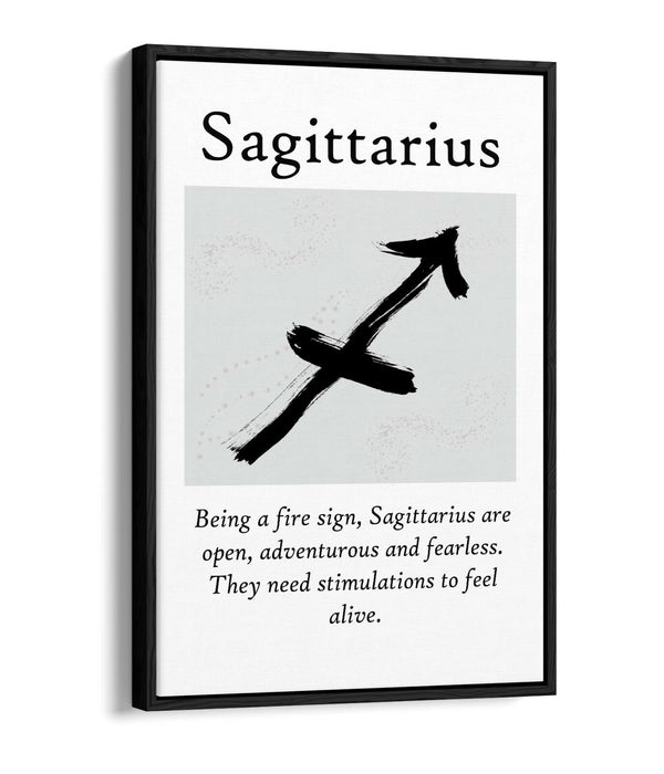 SAGITTARIUS STAR SIGN ZODIAC ASTROLOGY QUOTE -FLOAT EFFECT CANVAS WALL ART PRINT