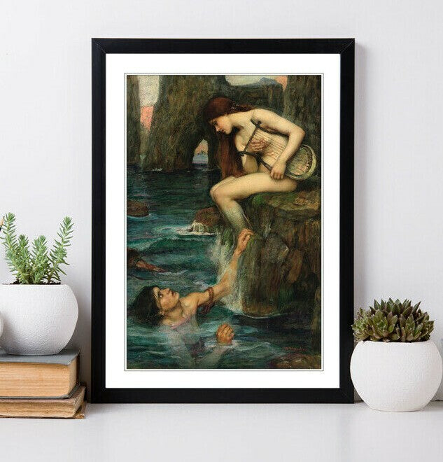 JOHN WILLIAM WATERHOUSE SIREN FRAMED ART POSTER PAINTING PRINT 4 SIZES