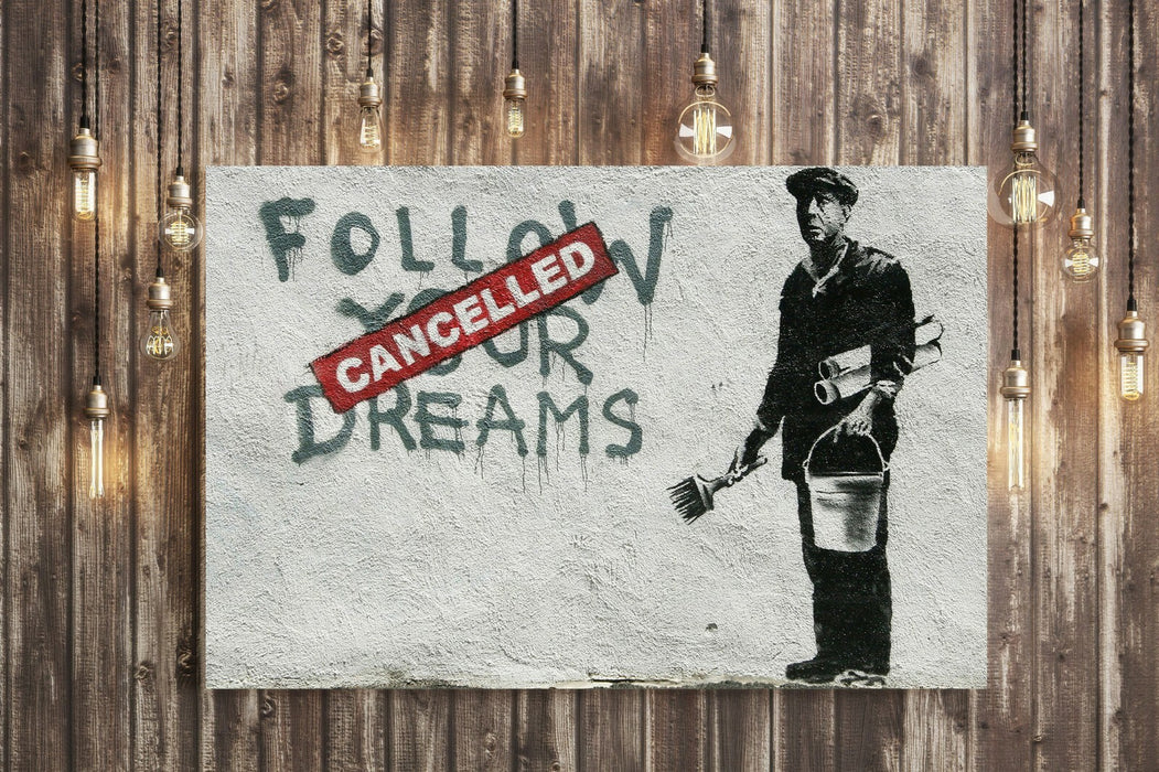 BANKSY - FOLLOW YOUR DREAMS CANCELLED CANVAS WALL ART PRINT ARTWORK GRAFFITI