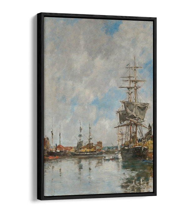 EUGENE BOUDIN, THE DOCK OF DEAUVILLE -FLOAT EFFECT CANVAS WALL ART PRINT