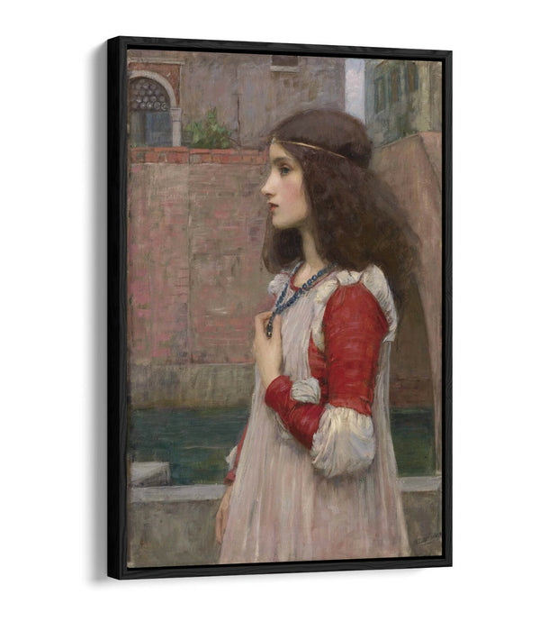 JOHN WILLIAM WATERHOUSE, JULIET -FLOAT EFFECT CANVAS WALL ART PIC PRINT- BEIGE
