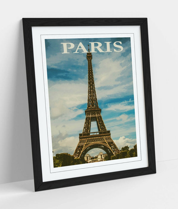 VINTAGE RETRO PARIS EIFFEL TOWER TRAVEL POSTER -FRAMED WALL ART PICTURE PRINT