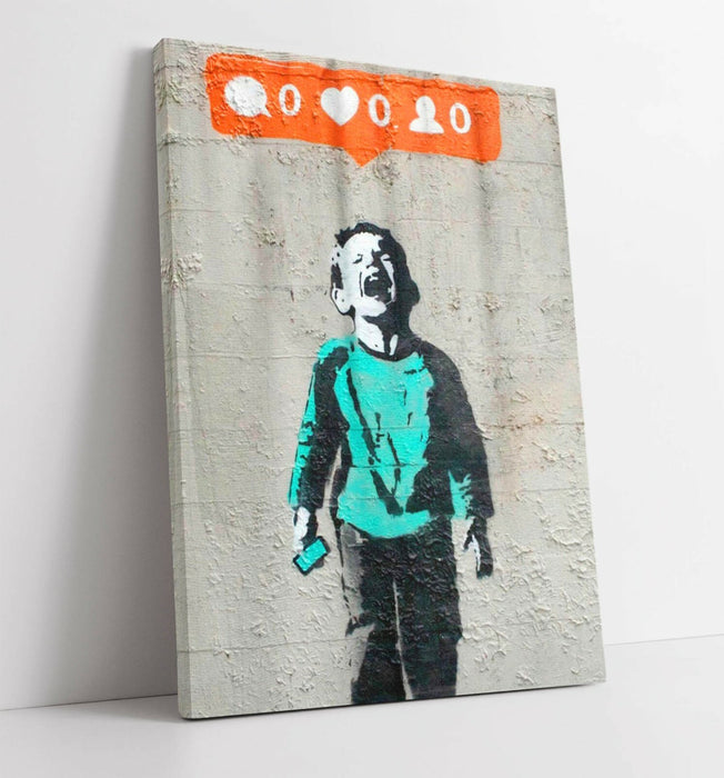 BANKSY "NO SOCIAL MEDIA" -CANVAS WALL ART PICTURE PRINT- GRAFFITI STREETART