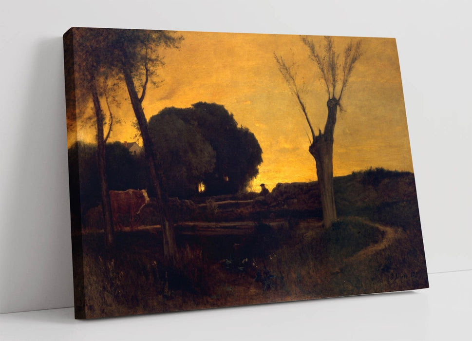 GEORGE INNESS, EVENING AT MEDFIELD -CANVAS WALL ART ARTWORK PRINT