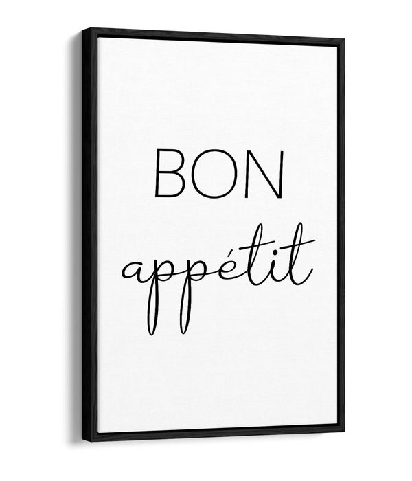 "BON APPETIT" KITCHEN FOOD QUOTE SLOGAN HOME -FLOAT EFFECT CANVAS WALL ART PRINT