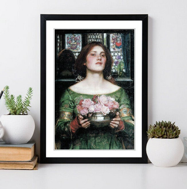 JOHN WILLIAM WATERHOUSE GATHER YE ROSEBUDS FRAMED ART PAINTING PRINT 4 SIZES