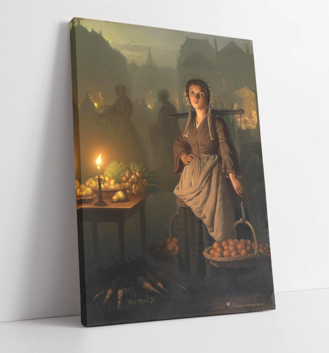 PETRUS VAN SCHENDEL, MARKET BY CANDLELIGHT -CANVAS WALL ARTWORK PIC PRINT