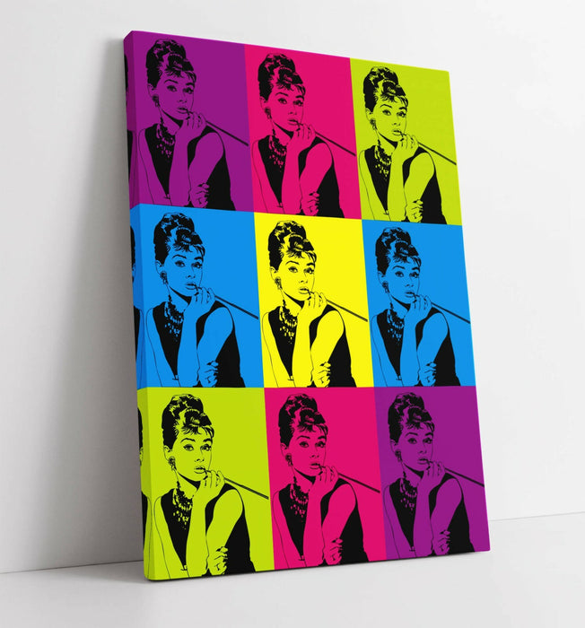 AUDREY HEPBURN COLOURFUL POP ART -CANVAS WALL ART PRINT ARTWORK FRAMED
